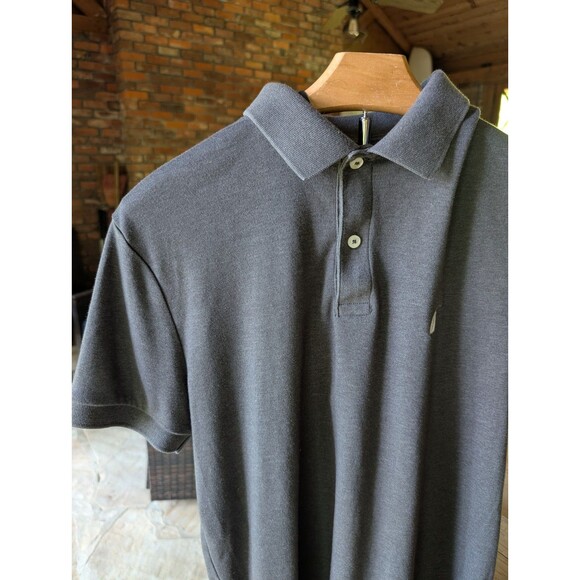 Nautica Polo Men's Medium Gray Short Sleeved Slim Fit Cotton Poly Blend Preppy - Picture 2 of 16
